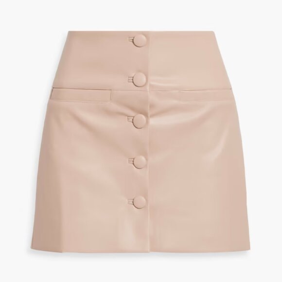 PROENZA SCHOULER Faux Leather Mini Skirt Size 6 Blush Buttons Pockets LIKE NEW - Picture 1 of 11